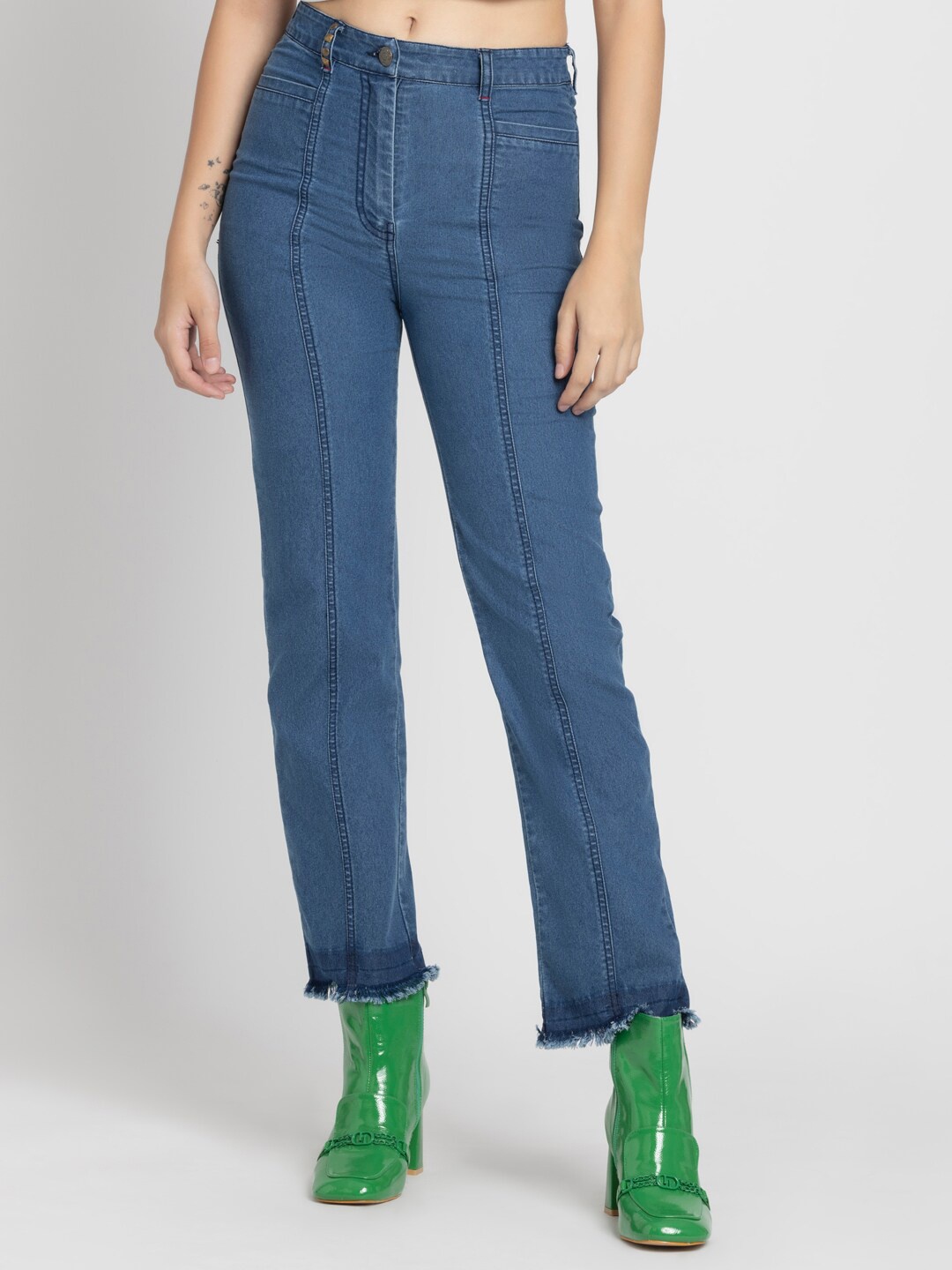 

SHAYE Women Smart Boyfriend Fit High-Rise Stretchable Jeans, Blue