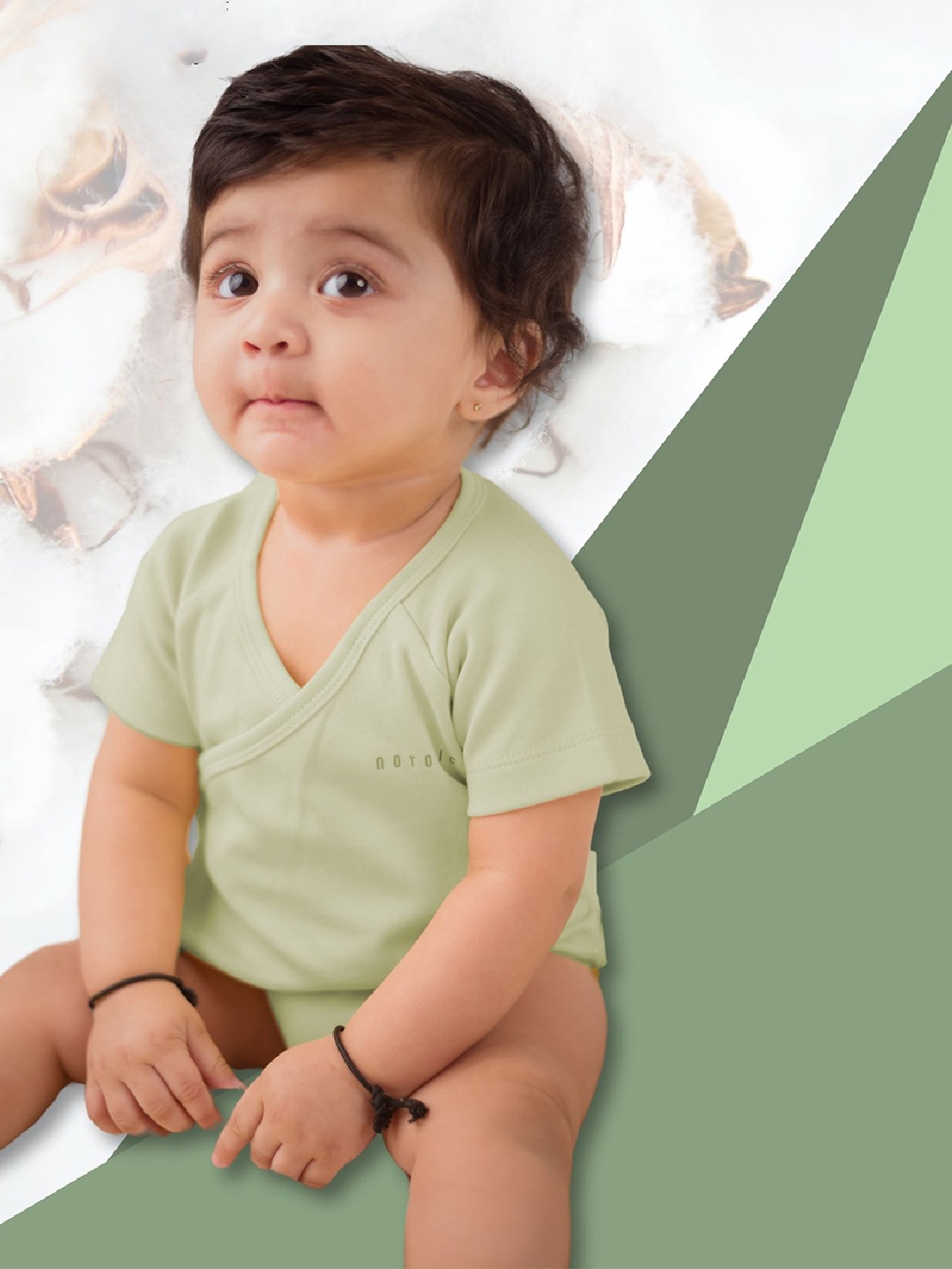 

BAESD Infants V-Neck Organic Cotton Anti-Microbial Bodysuit, Green