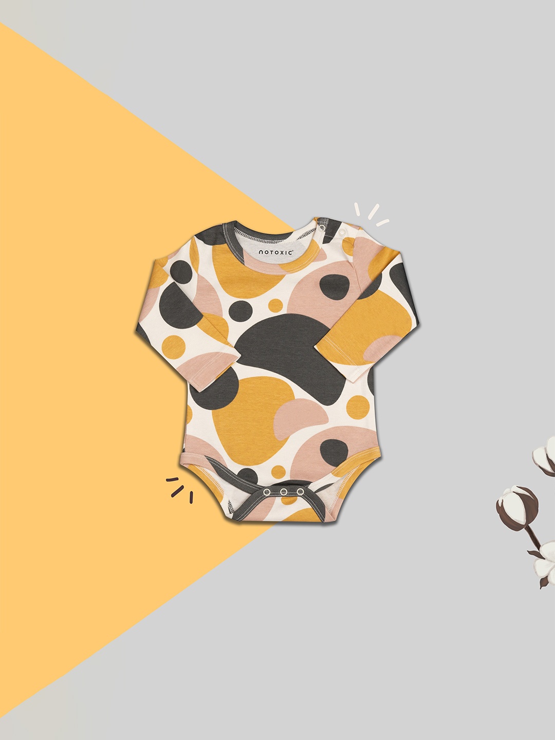 

BAESD Infants Printed Pure Organic Cotton Bodysuit, Cream