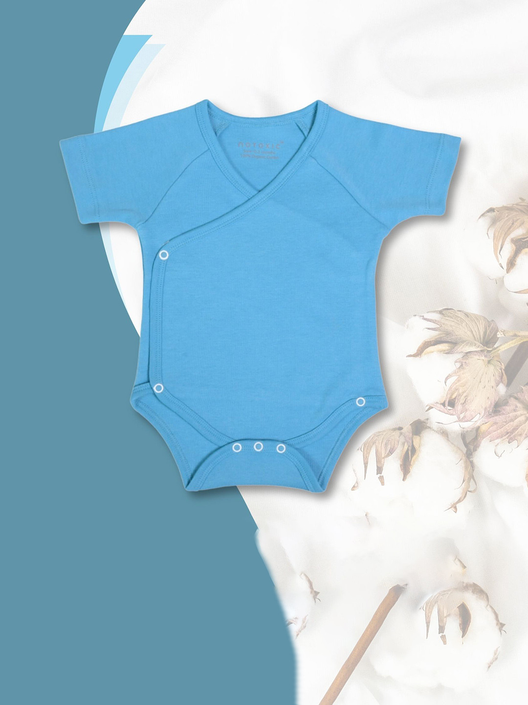 

BAESD Infants V-Neck Pure Organic Cotton Anti-Microbial Bodysuit, Blue