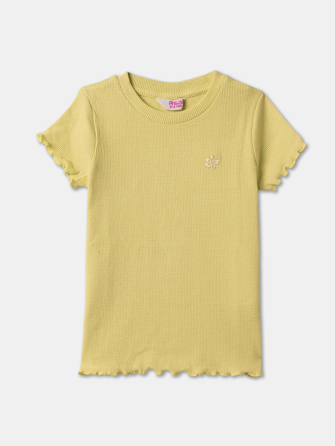 

R&B Girls Ribbed Cotton Top, Yellow