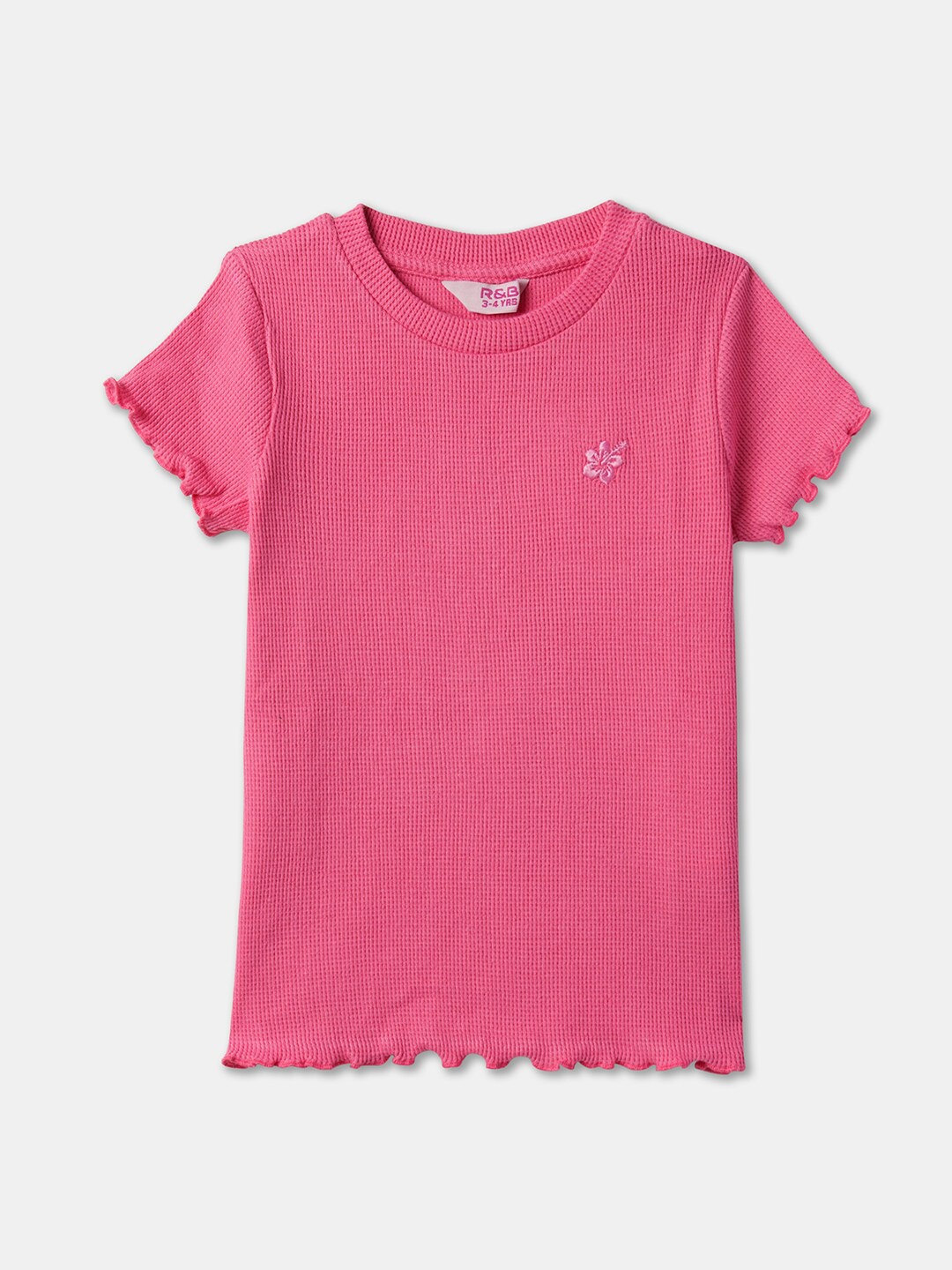 

R&B Girls Round Neck Cotton Top, Pink
