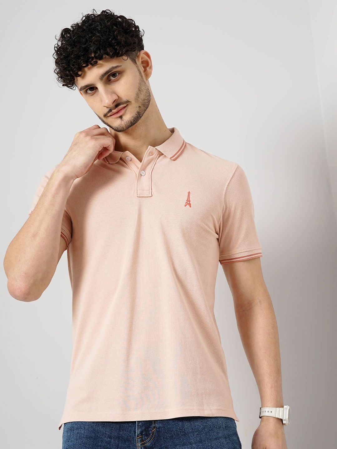 

Celio Polo Collar Cotton T-shirt, Pink