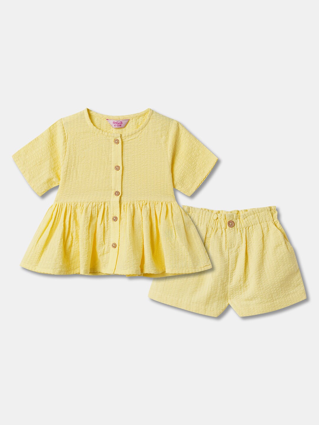 

R&B Infants Girls Pure Cotton Top with Shorts, Yellow