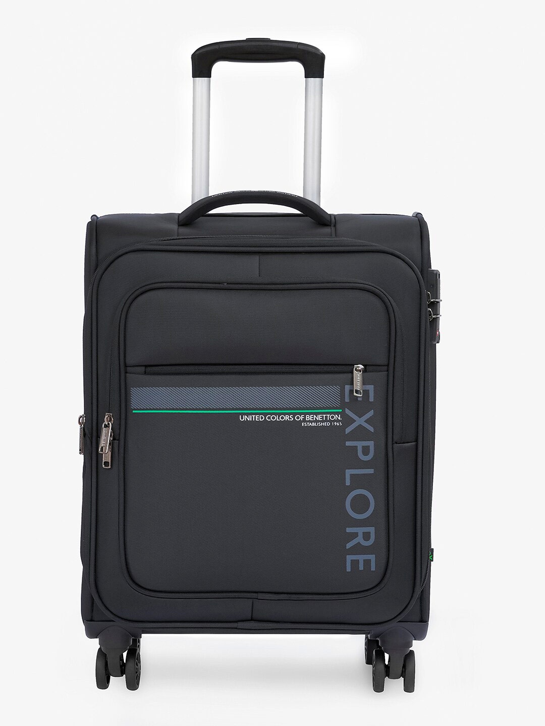 

United Colors of Benetton Unisex Garret Printed Cabin Trolley Bag, Black