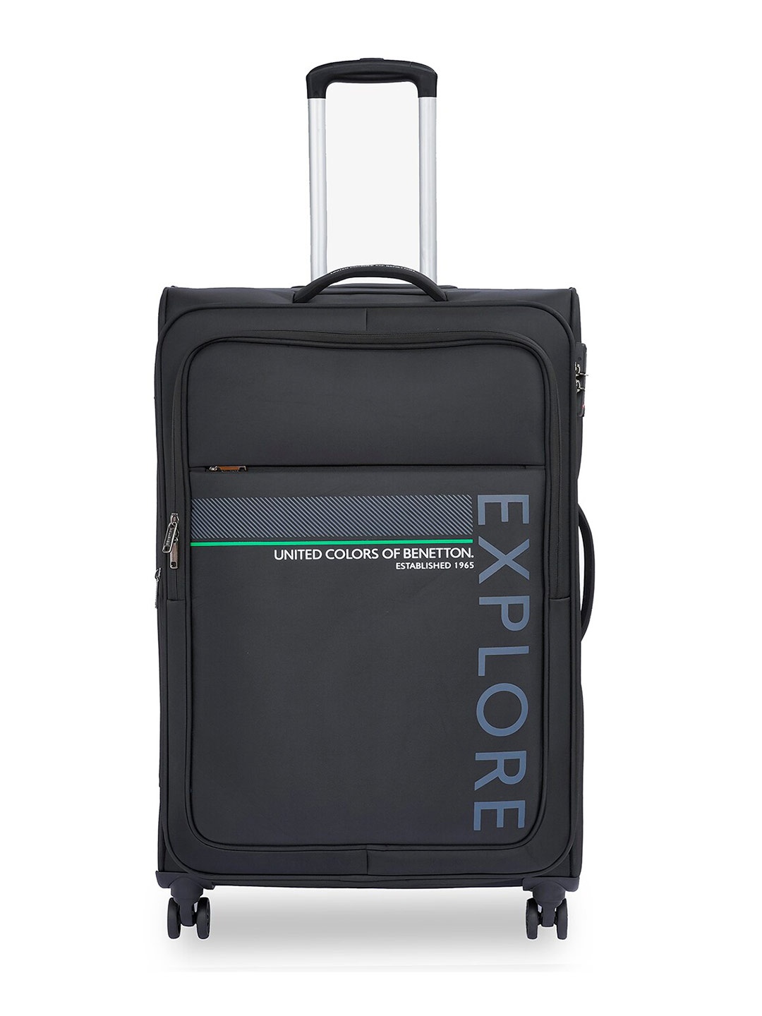 

United Colors of Benetton Unisex Garret Printed Soft-Sided Large Trolley Bag, Black