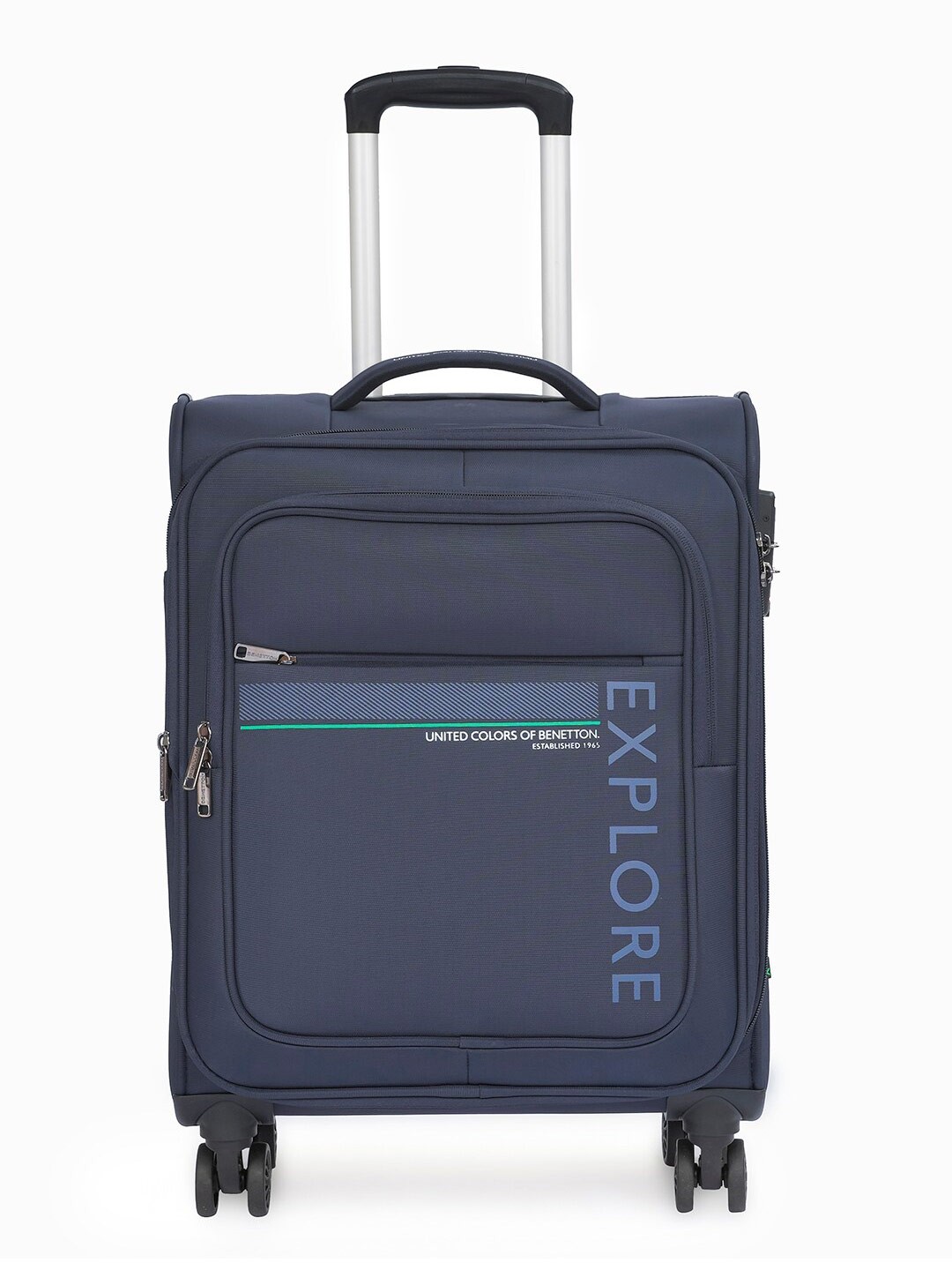 

United Colors of Benetton Unisex Garret Printed Soft-Sided Cabin Trolley Bag 58cm, Navy blue