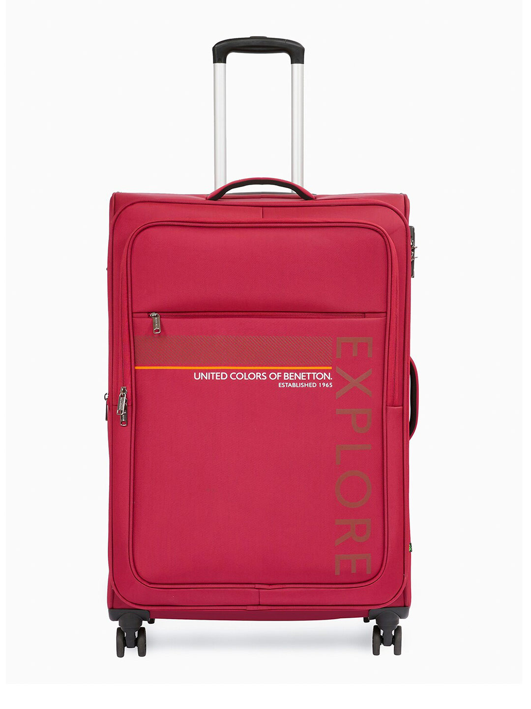 

United Colors of Benetton Garret Printed Soft-Sided Large Trolley Bag, Pink