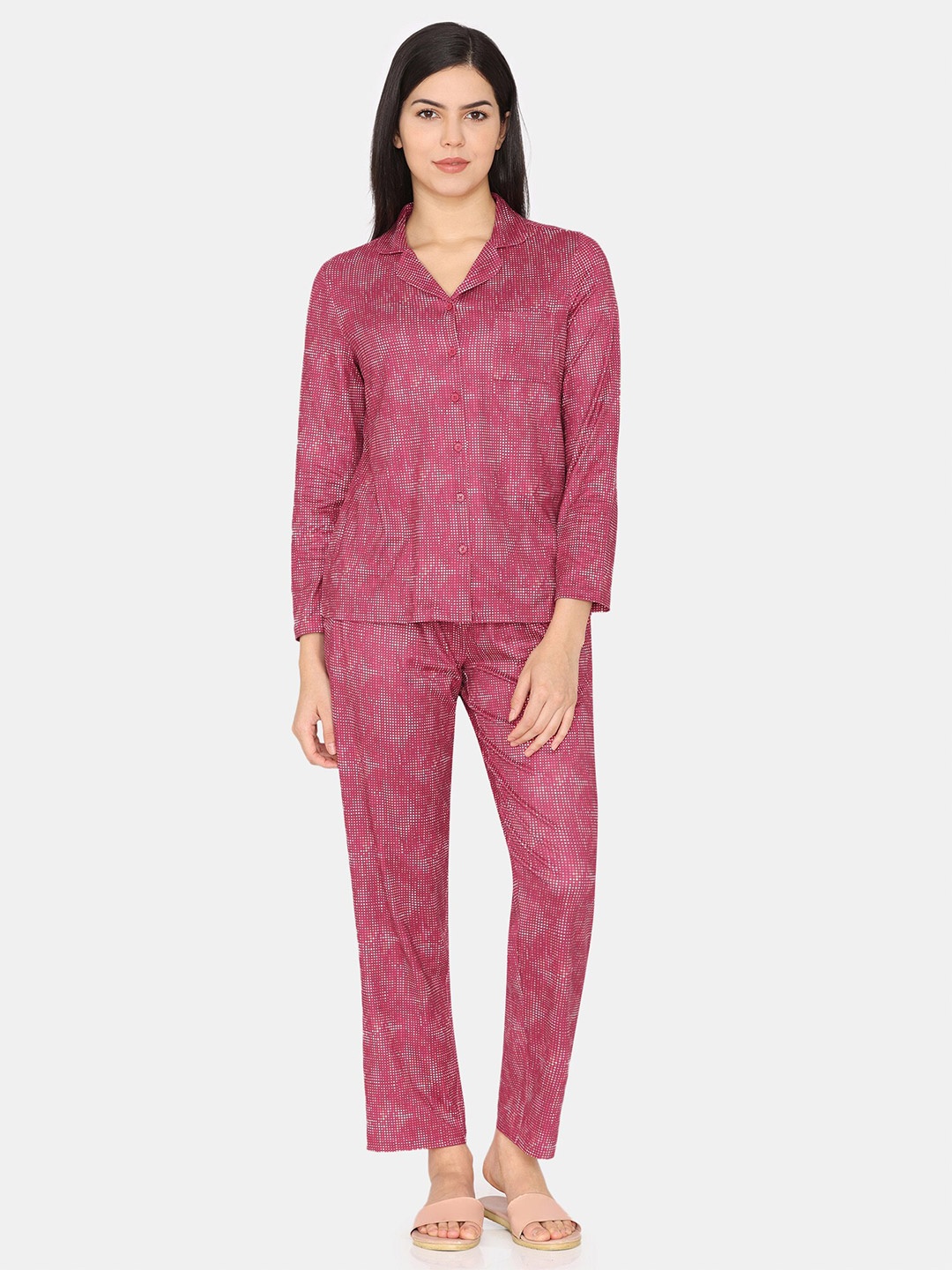 

Zivame Printed Night Suit, Red
