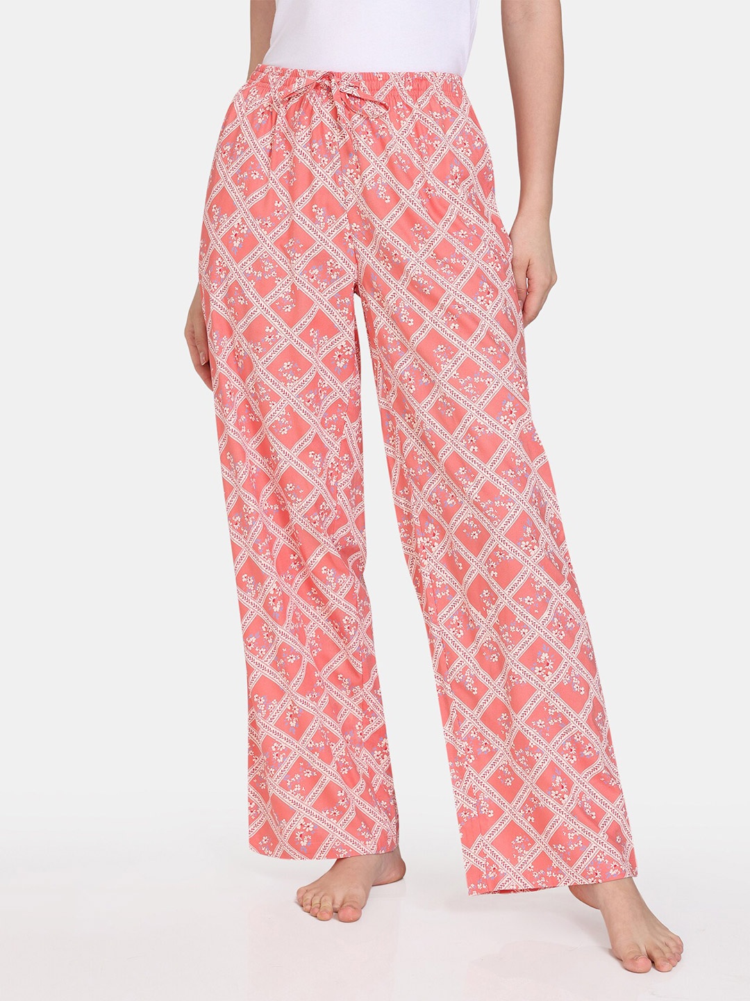 

Zivame Women Checkered Mid-Rise Lounge Pant, Peach