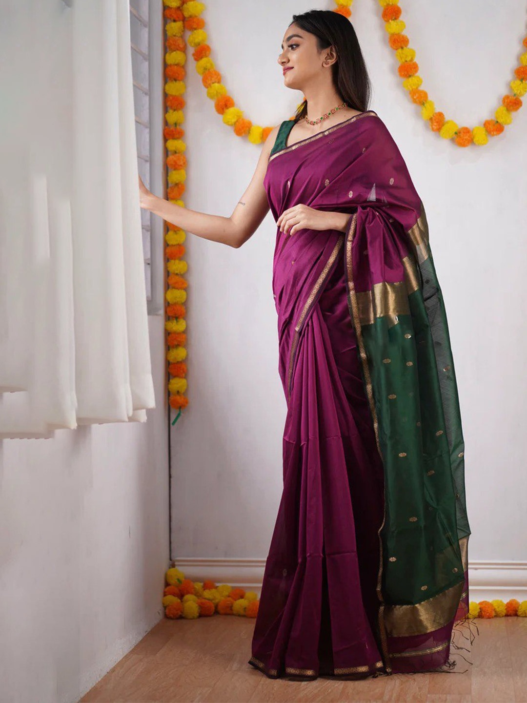 

Visit Wear Woven Design Ethnic Motifs Zari Kanjeevaram Saree, Pink