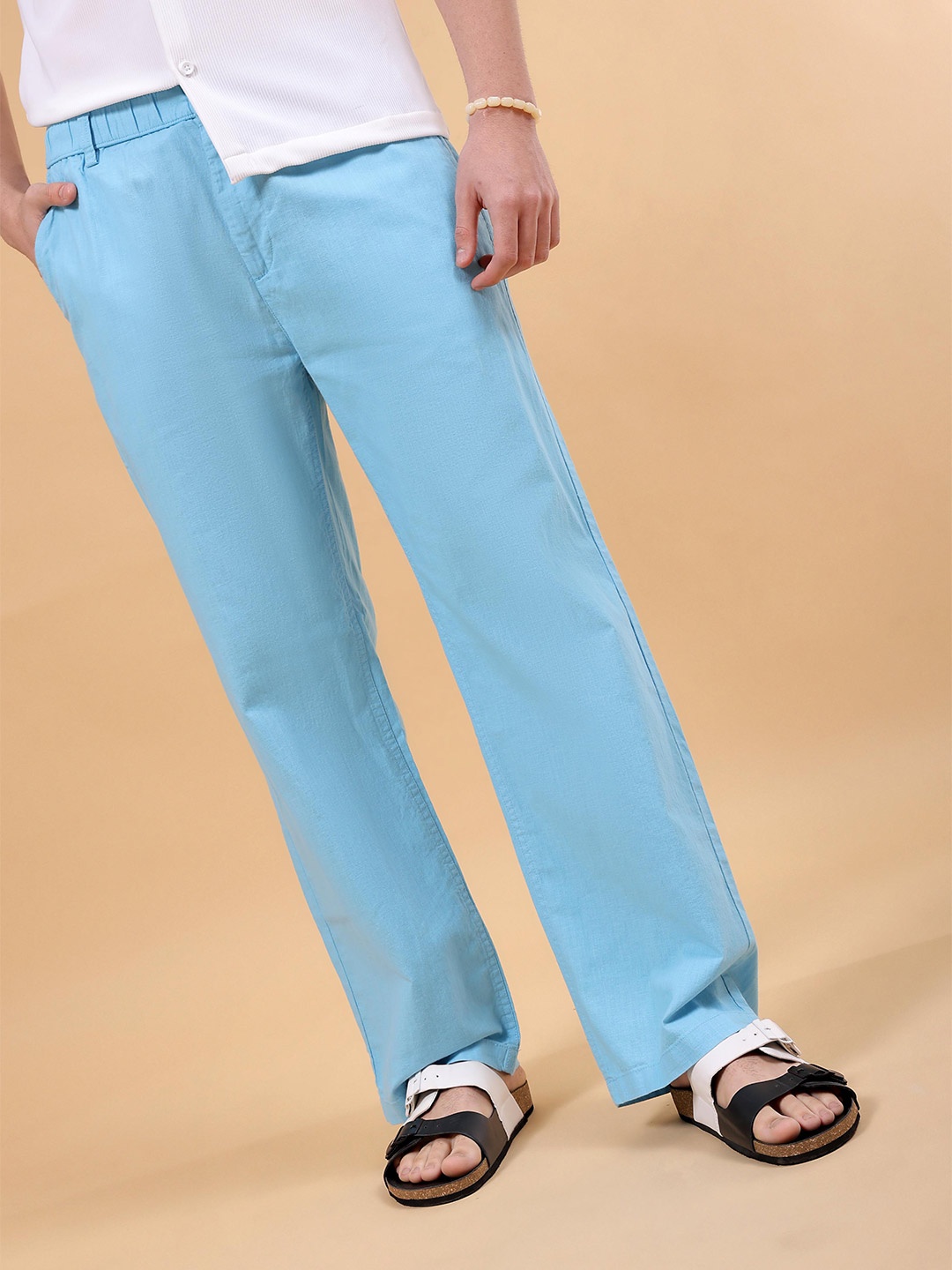 

The Indian Garage Co Men Loose Fit Trousers, Blue