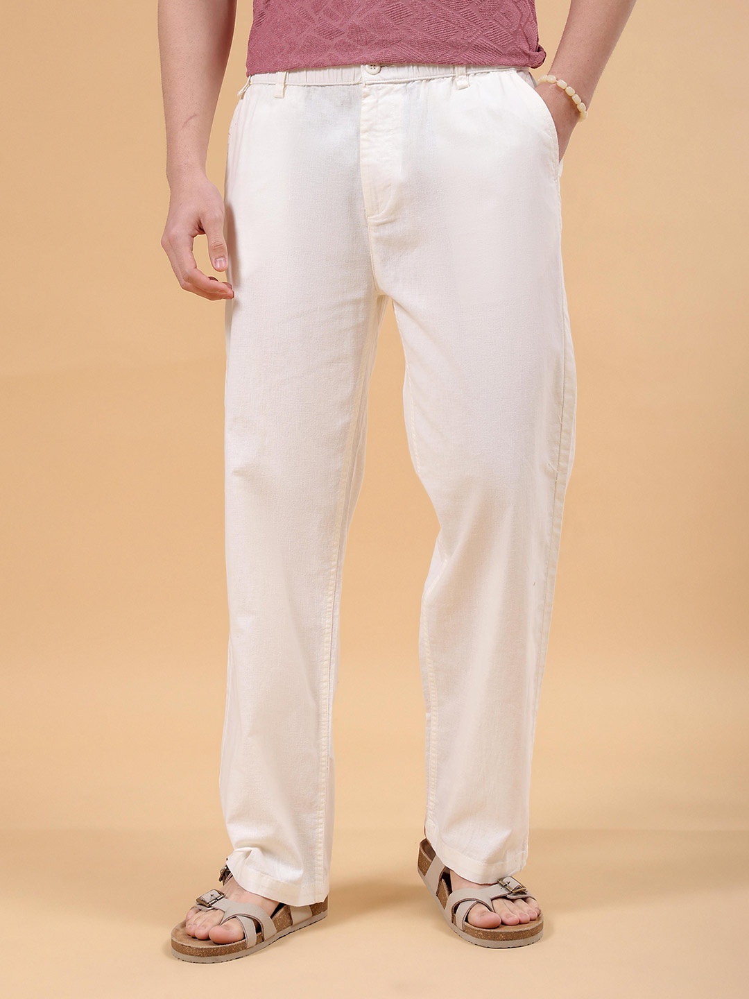 

The Indian Garage Co Men Loose Fit Trousers, Off white