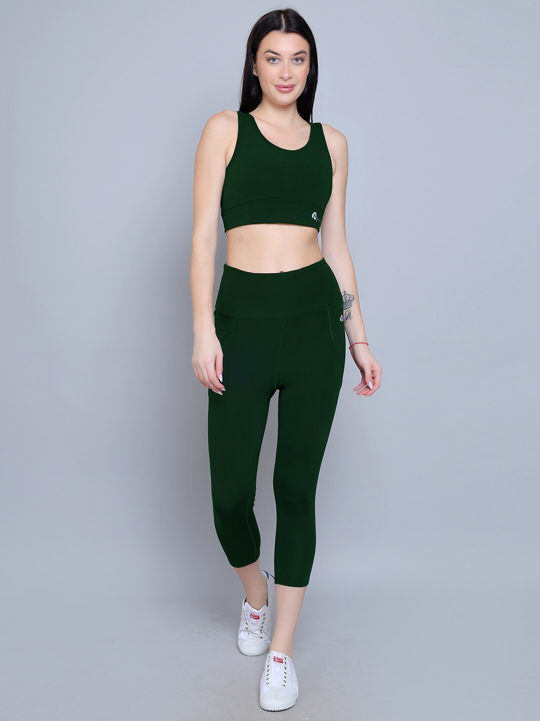 

N-Gal Round Neck High-Rise Sports Tracksuit, Green