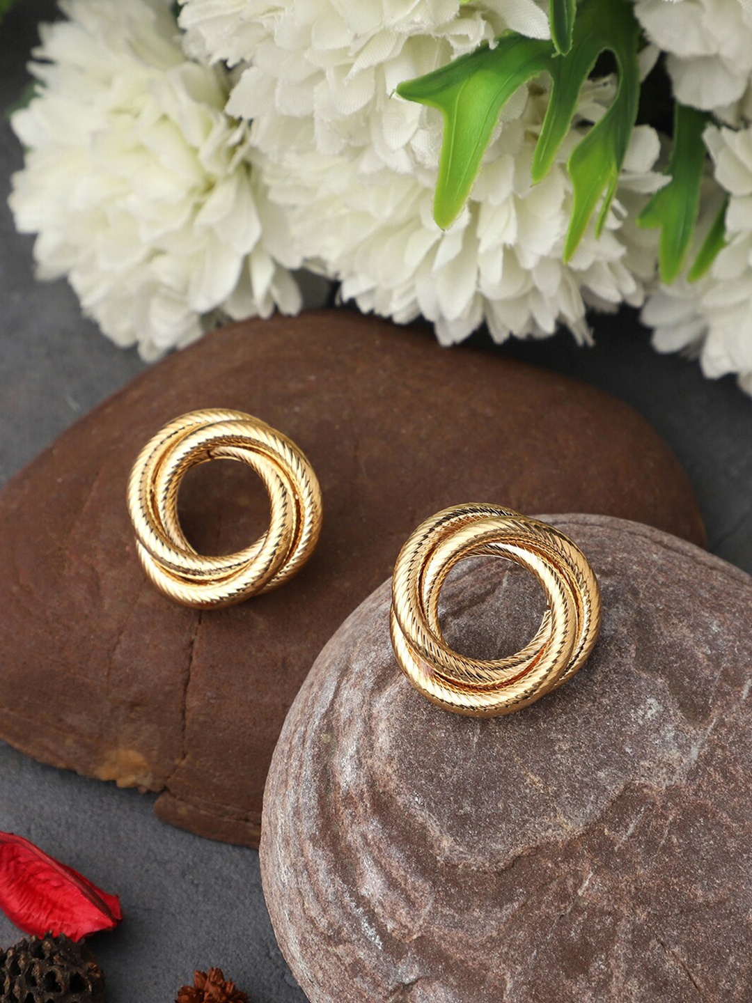 

PATOLA BY VJ Gold-Plated Contemporary Studs Earrings