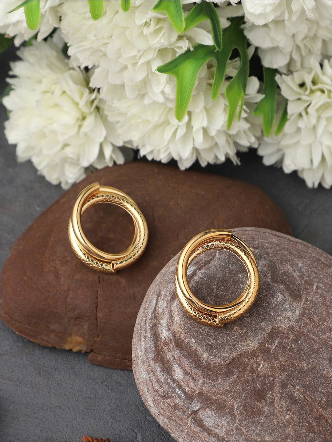 

PATOLA BY VJ Gold-Plated Contemporary Studs Earrings