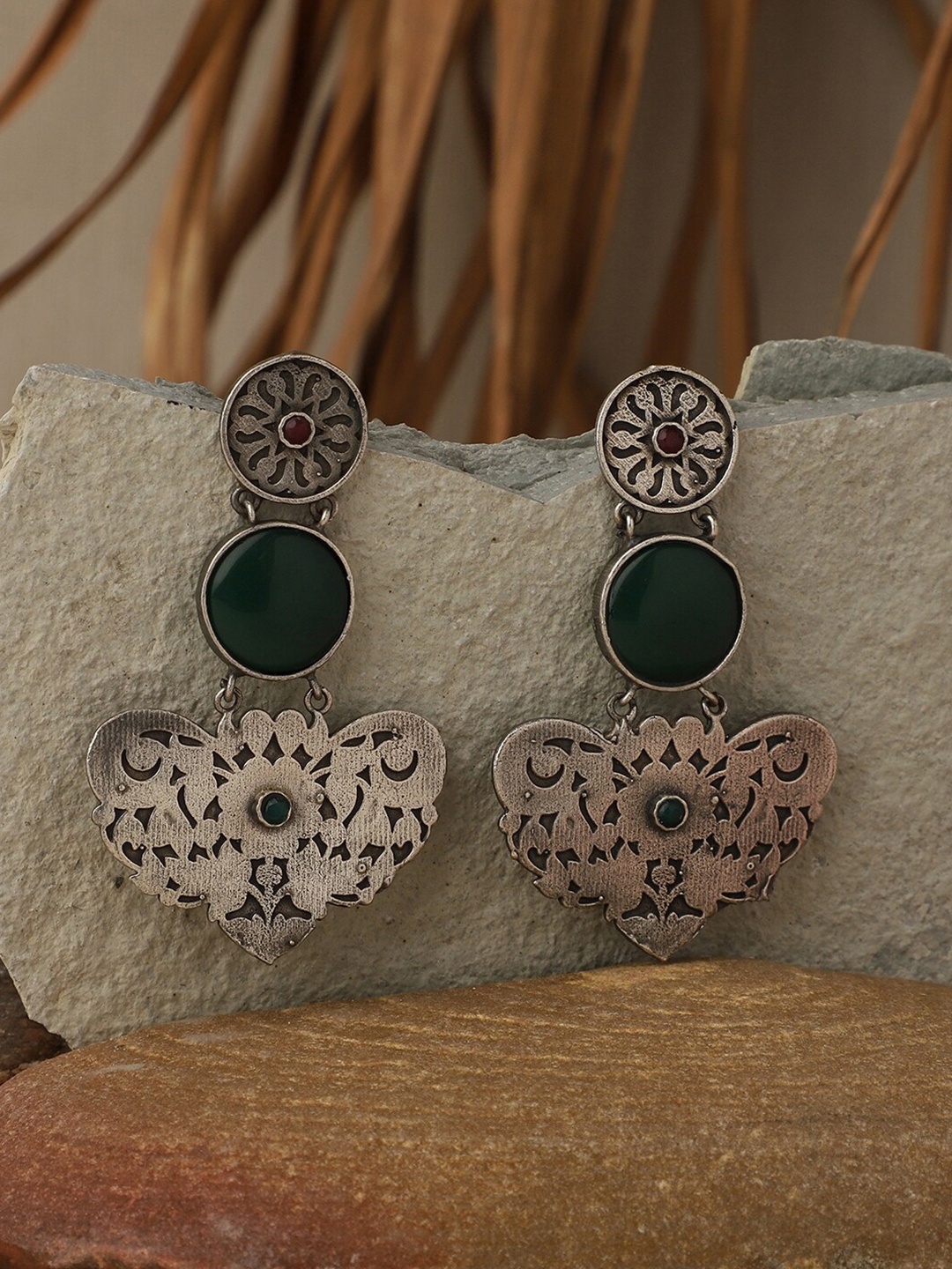 

PATOLA BY VJ Silver-Plated Contemporary Drop Earrings