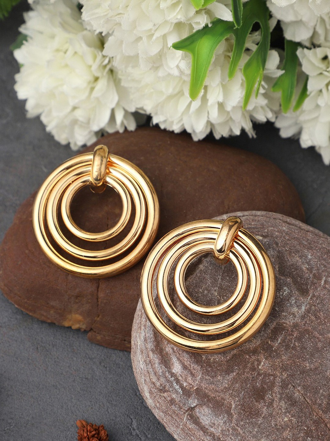 

PATOLA BY VJ Gold-Plated Contemporary Drop Earrings