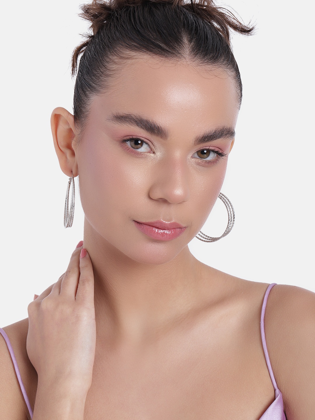 

DressBerry Women Circular Hoop Earrings, Silver