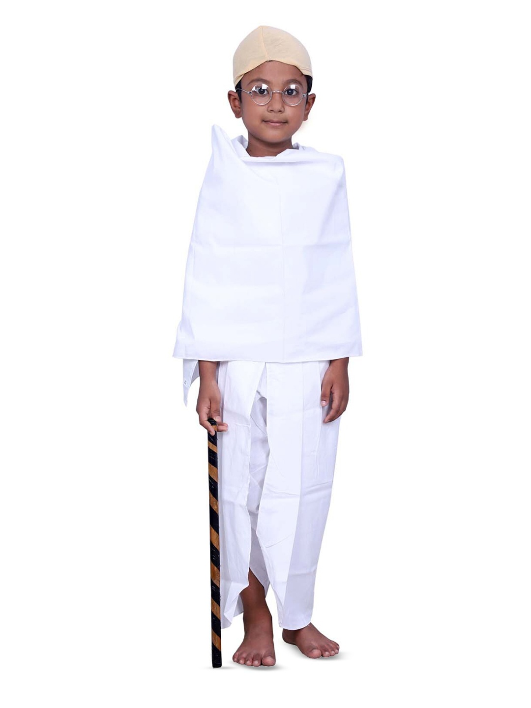 

BAESD Kids Kurta With Dhoti Pants & Shawl Gandhi Costume, White