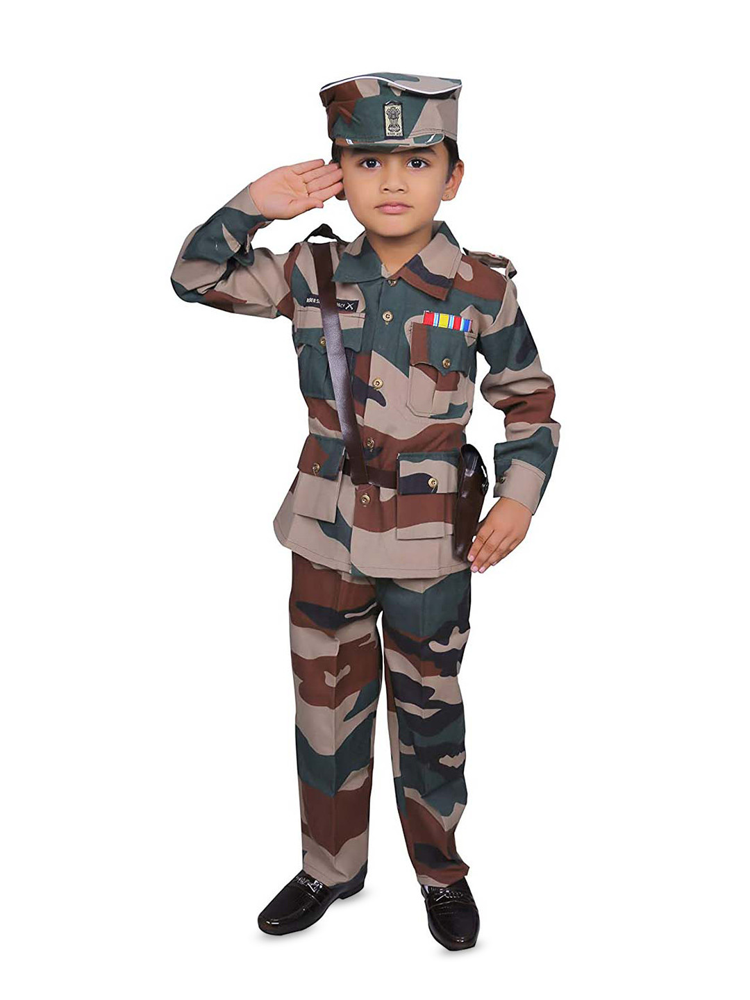 

BAESD Kids Camouflage Printed Indian Army Costume Shirt with Trousers, Green
