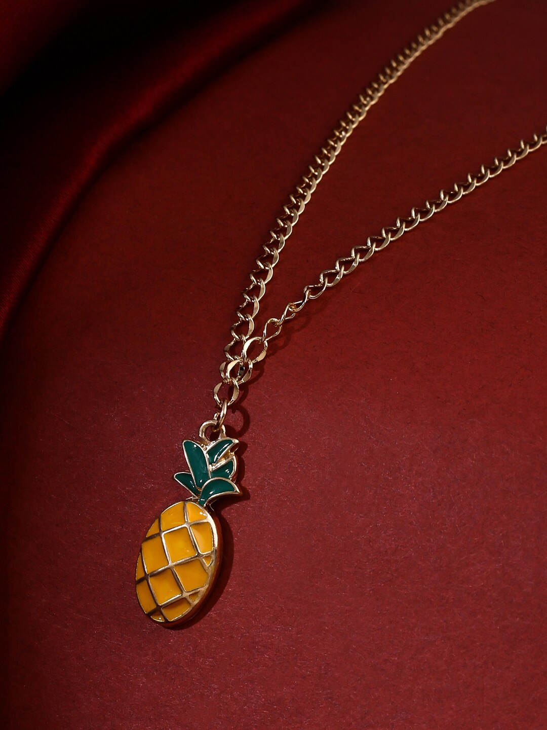 

VIRAASI Gold-Plated Stone-Studded Pendant With Chain