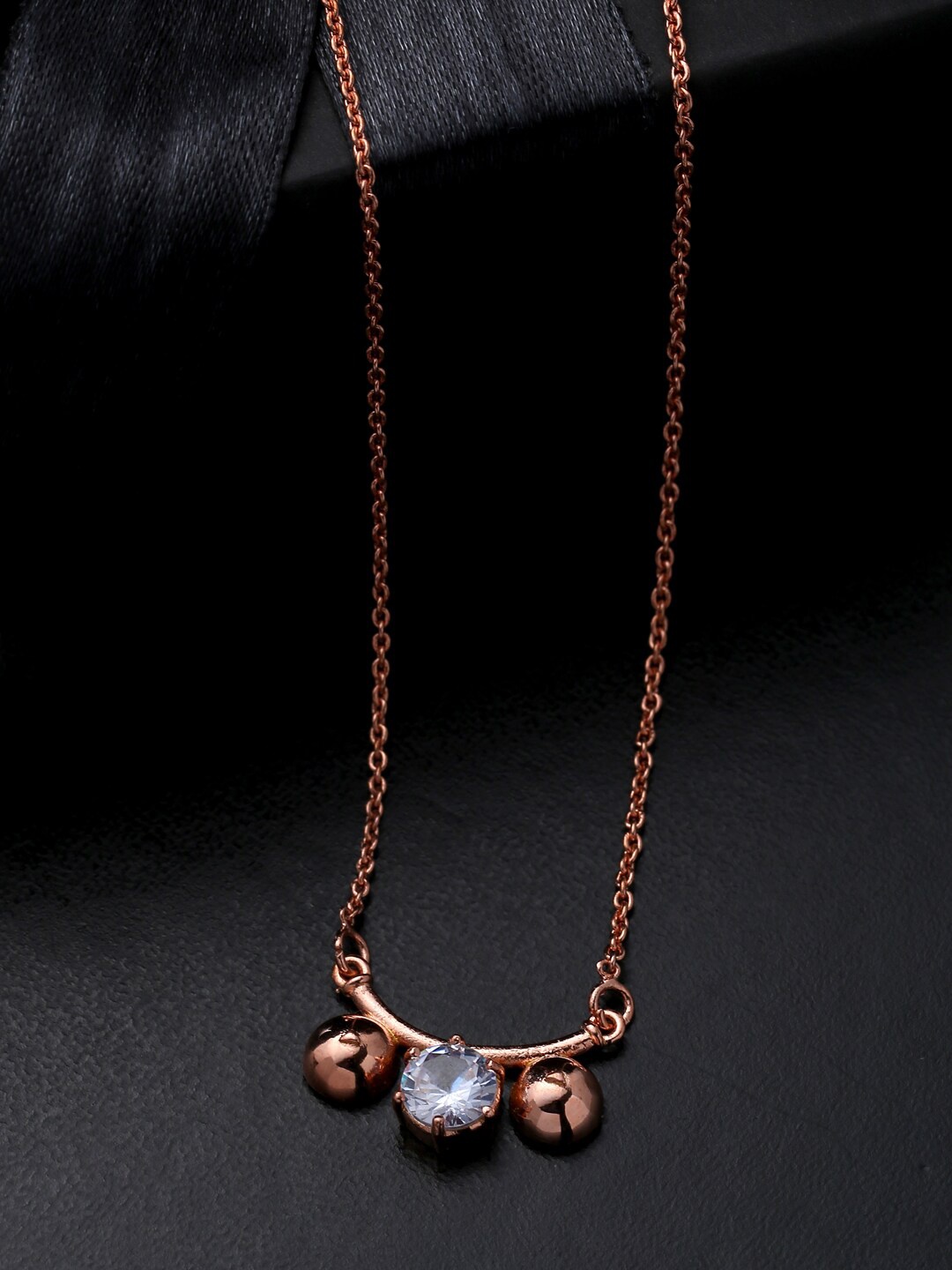 

VIRAASI Rose Gold-Plated Stone-Studded Pendant With Chain