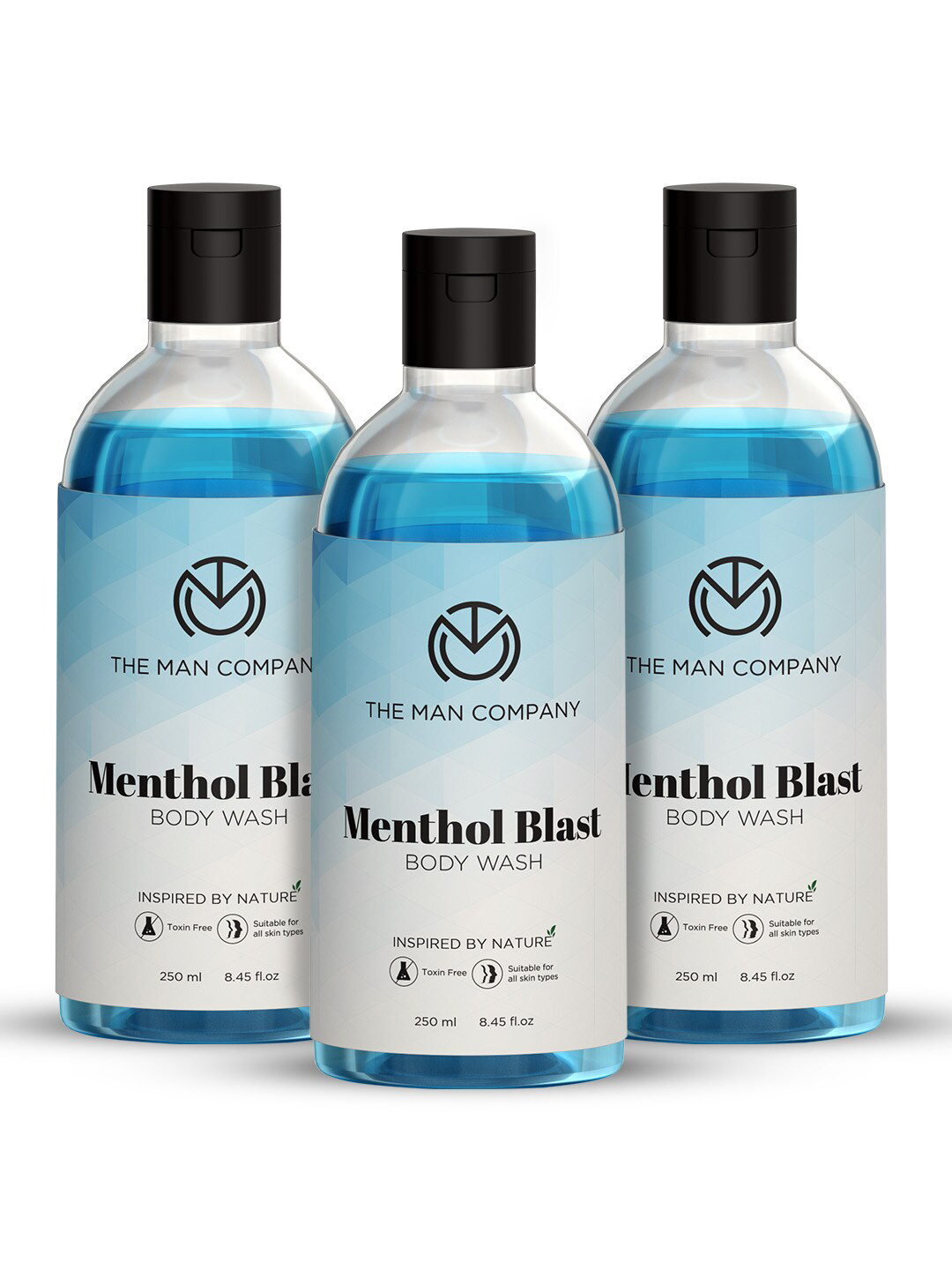 

THE MAN COMPANY Set Of 3 Menthol Blast Body Wash - 250 ml Each, Blue