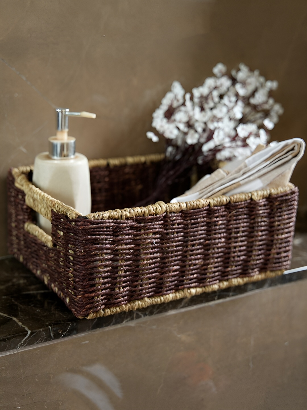 

KADAM HAAT Brown Wooden Towel Basket
