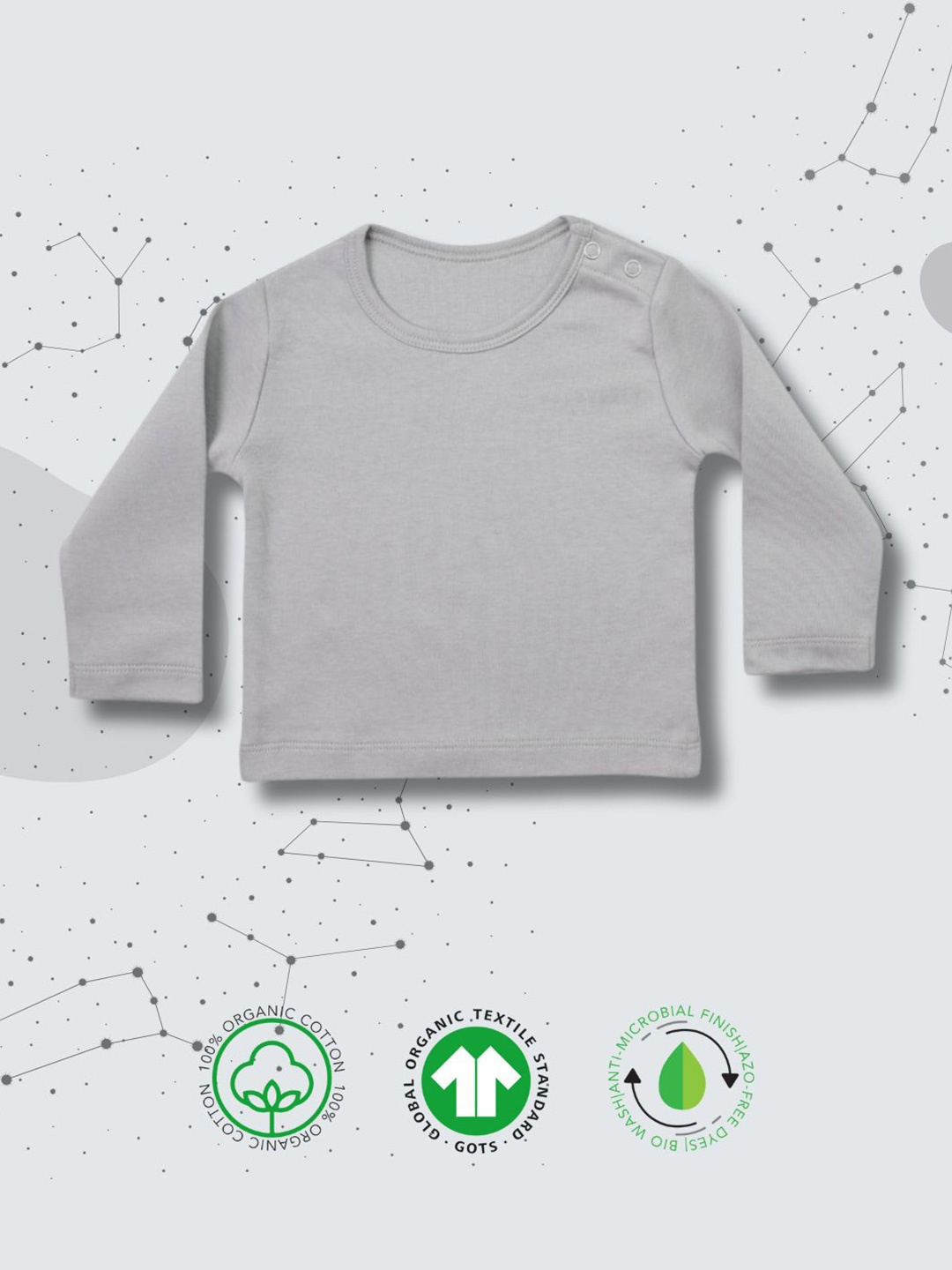 

BAESD Kids Round Neck Organic Cotton Applique T-shirt, Grey