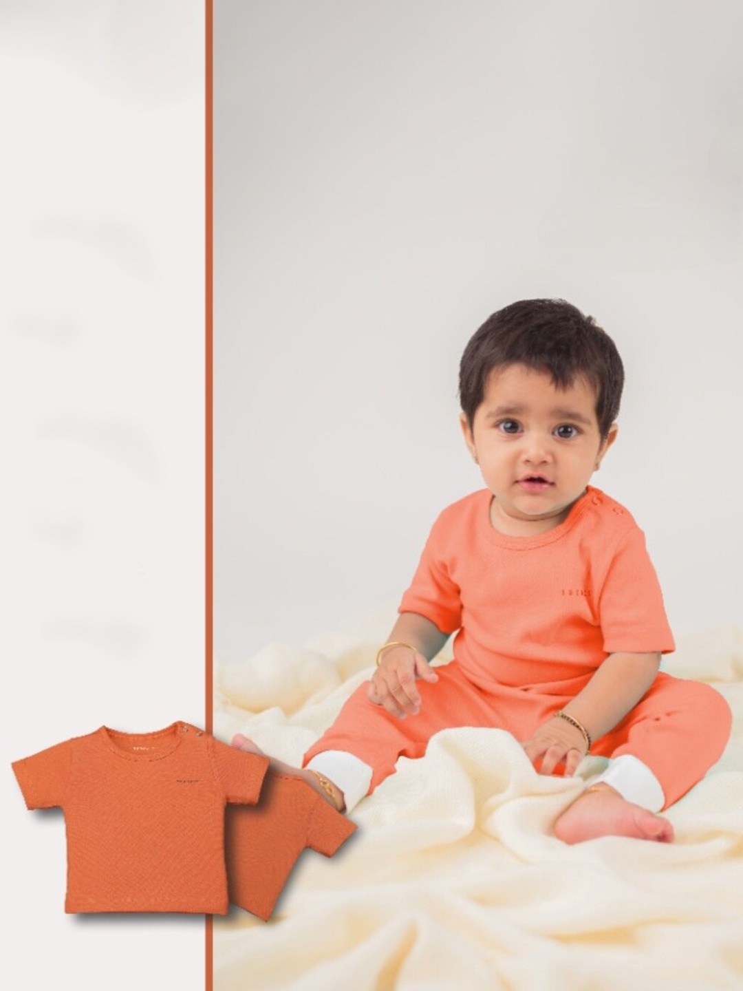 

BAESD Kids Round Neck Organic Cotton Applique T-shirt, Orange