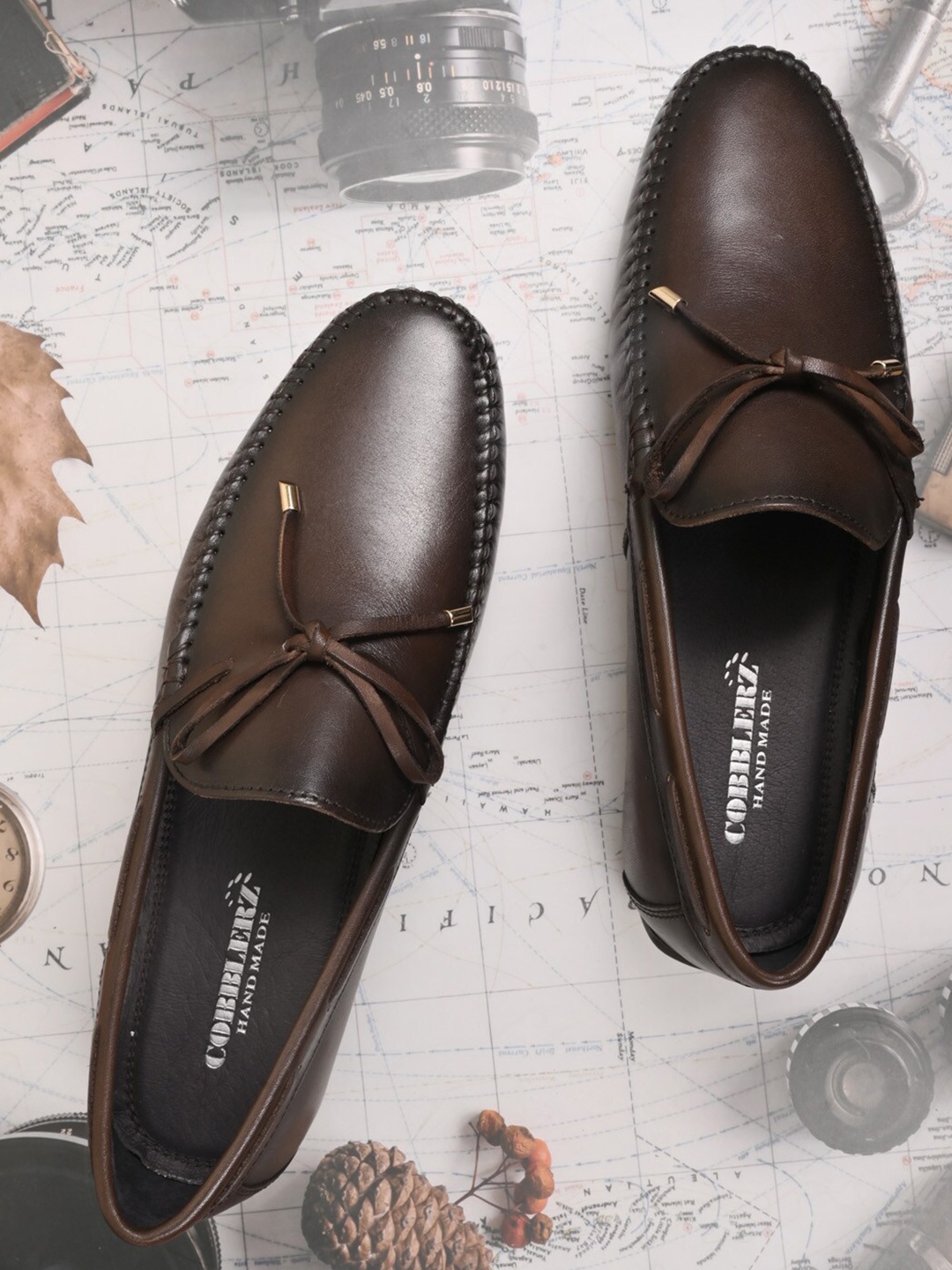 

Cobblerz Men Leather Tasselled Driving Shoes, Coffee brown