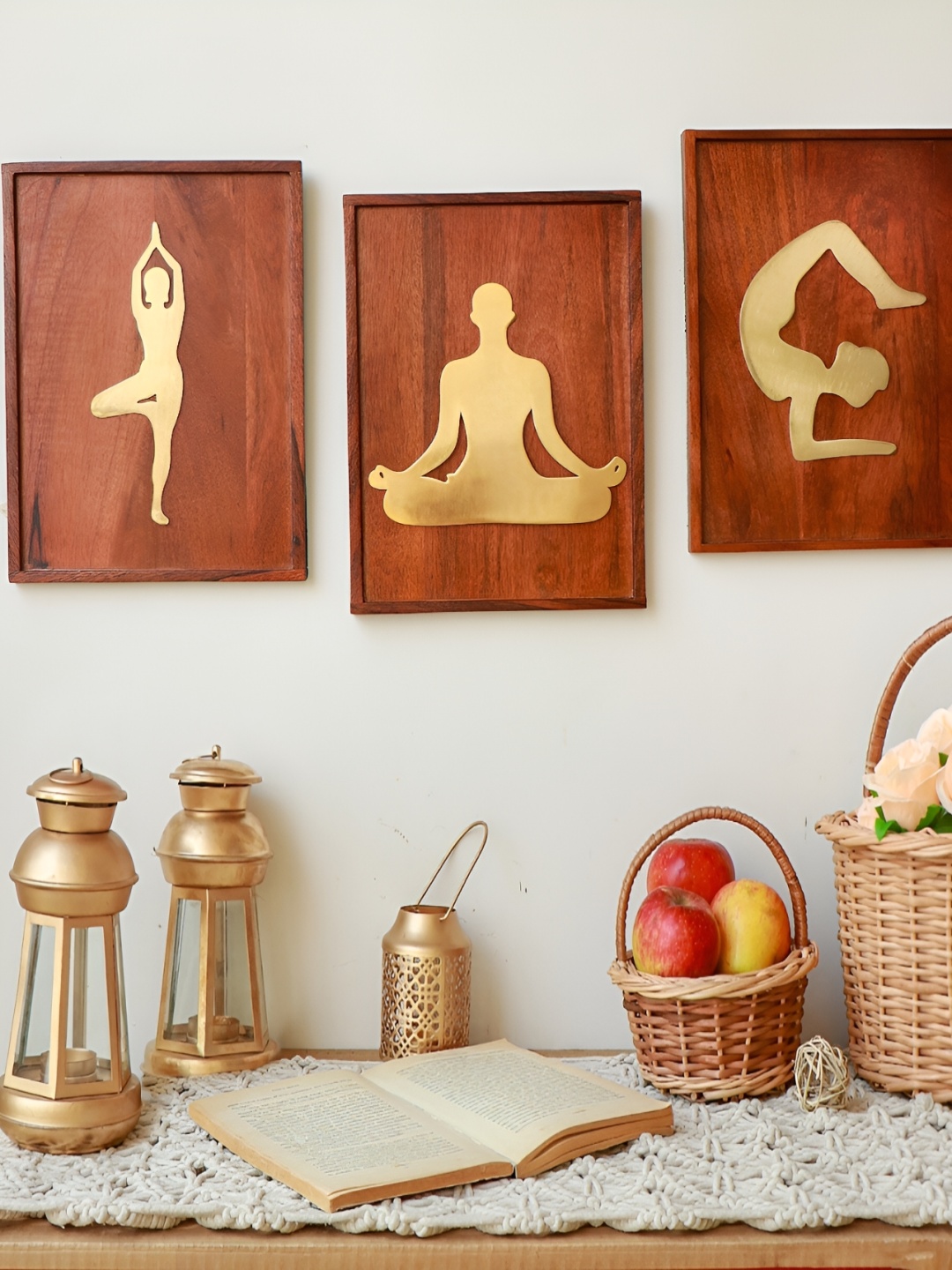 

Ritualistic Gold Toned & Brown 3 Pieces Yoga Wall Frames