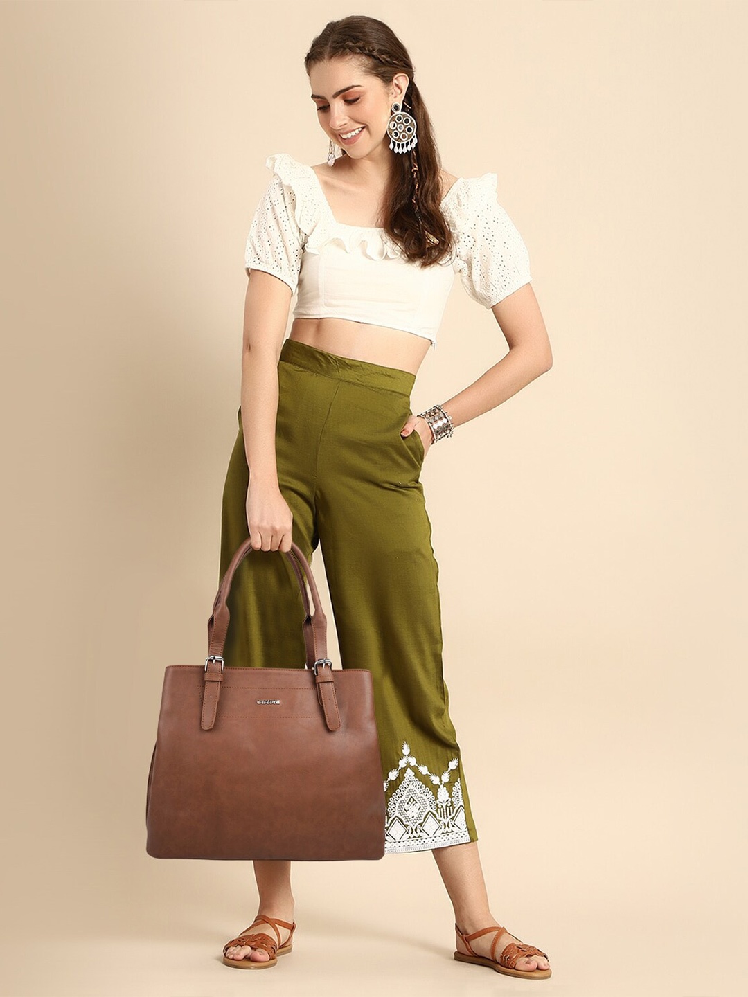 

CIMONI Structured Shoulder Bag, Brown