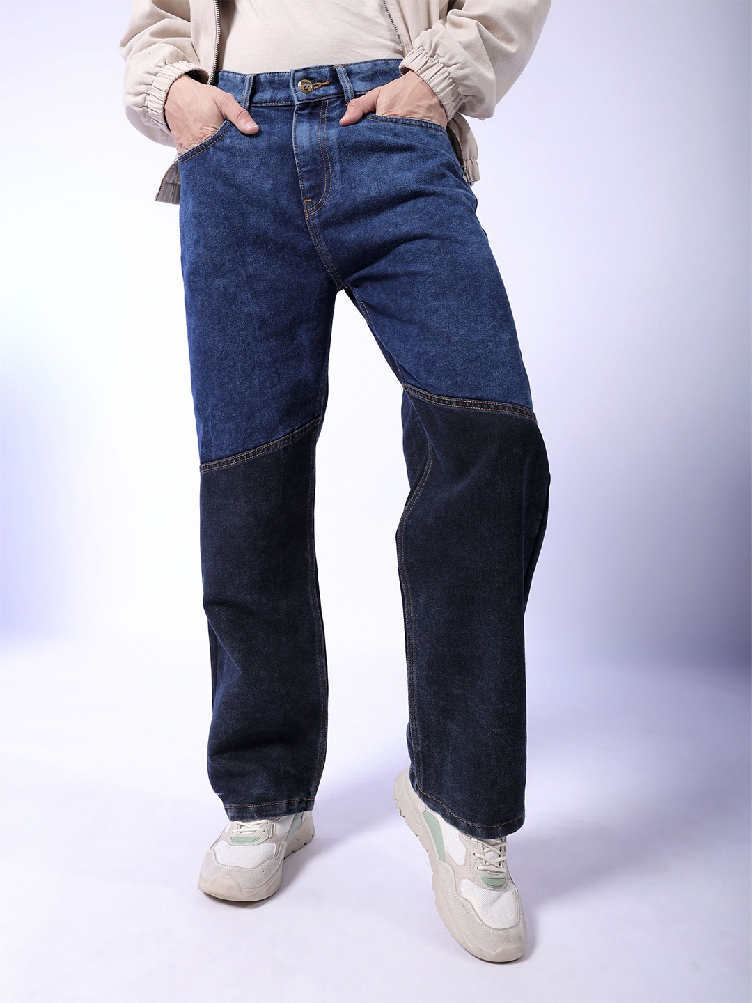

The Indian Garage Co Men Mid-Rise Relaxed Fit Mildly Distressed Stretchable Jeans, Blue