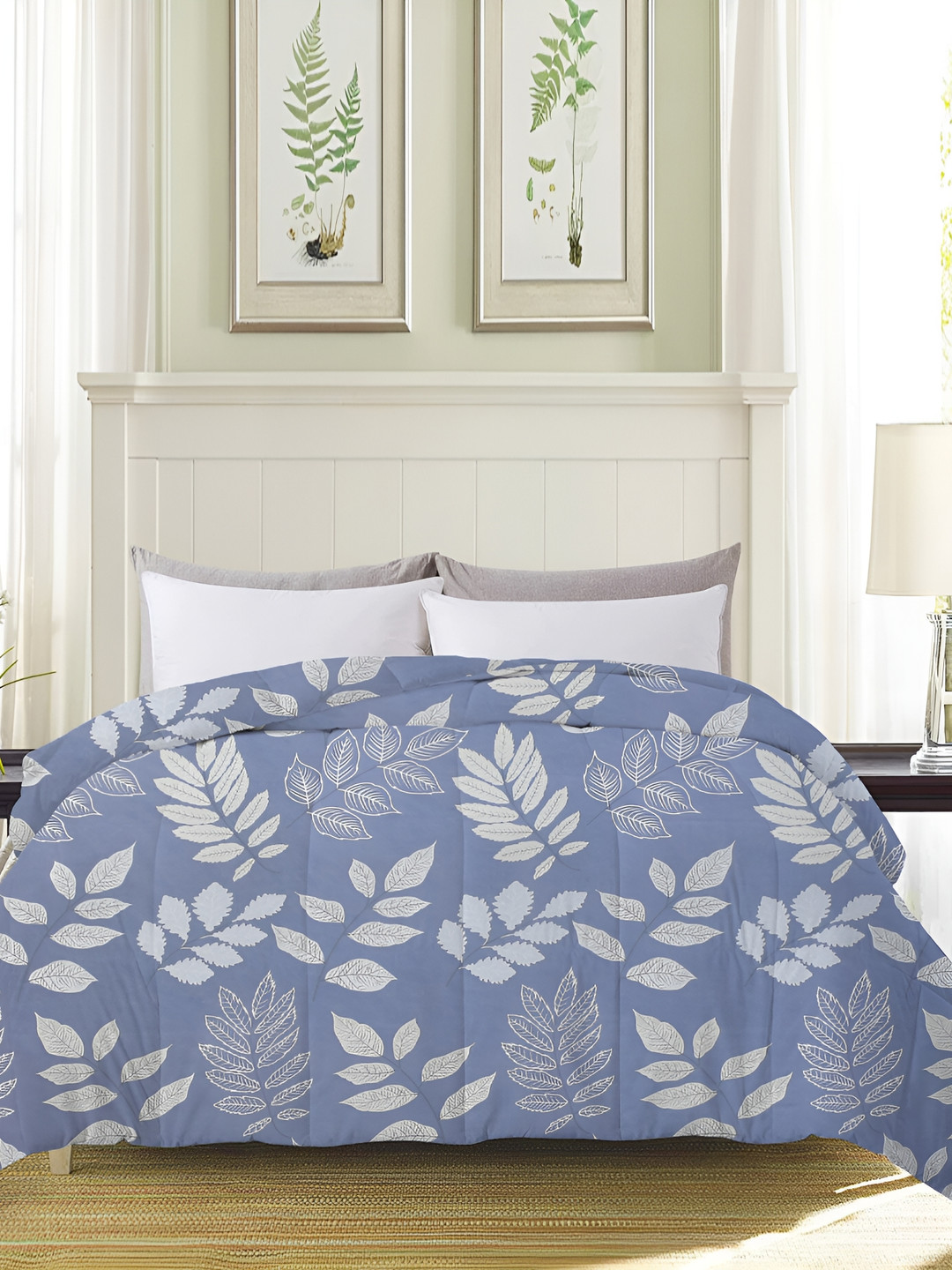 

bsb home Blue & Grey Floral Printed Heavy Winter 210 GSM Double Bed Comforter