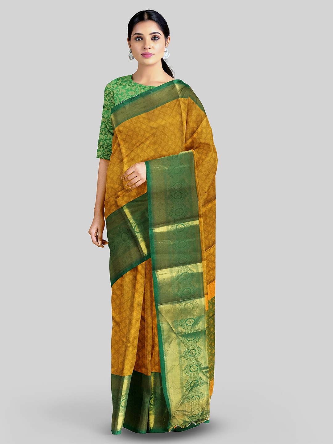 

Lyunica Ethnic Motifs Woven Design Zari Soft Silk Uppada Saree, Yellow