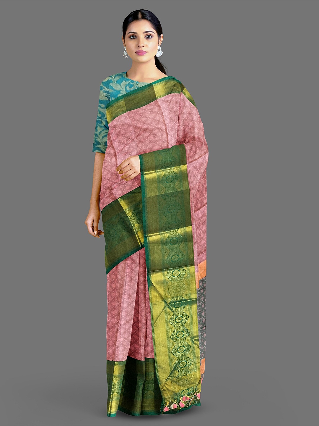 

Lyunica Ethnic Motifs Woven Design Zari Soft Silk Uppada Saree, Pink
