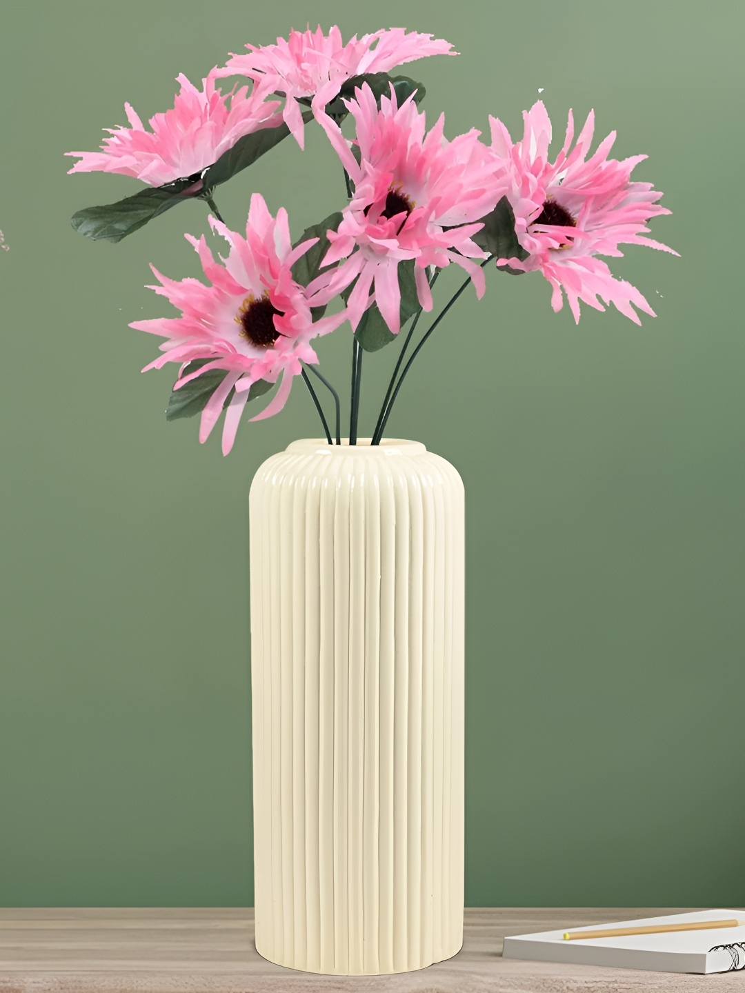 

LASAKI White Textured Ceramic Flower Vase
