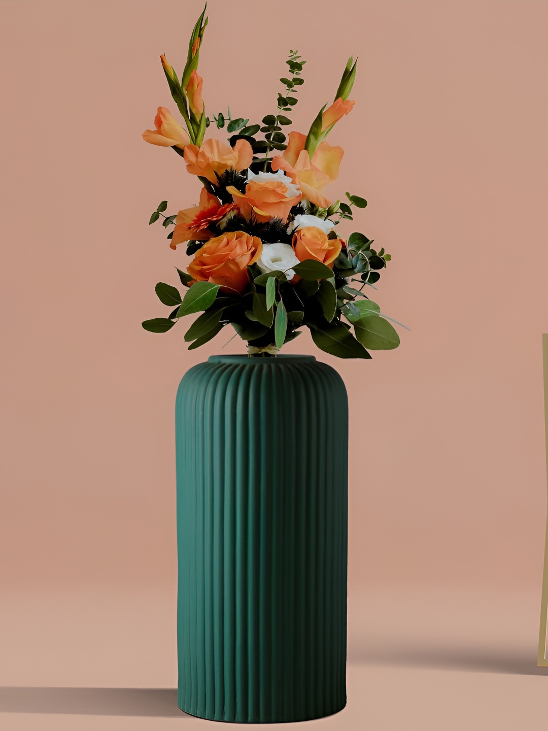 

LASAKI Green Textured Ceramic Flower Vase