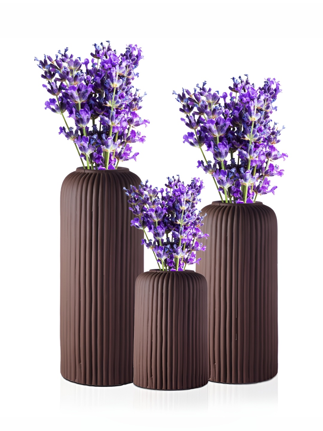 

LASAKI Evelyn Brown 3 Pieces Textured Cylindrical Ceramic Flower Vases