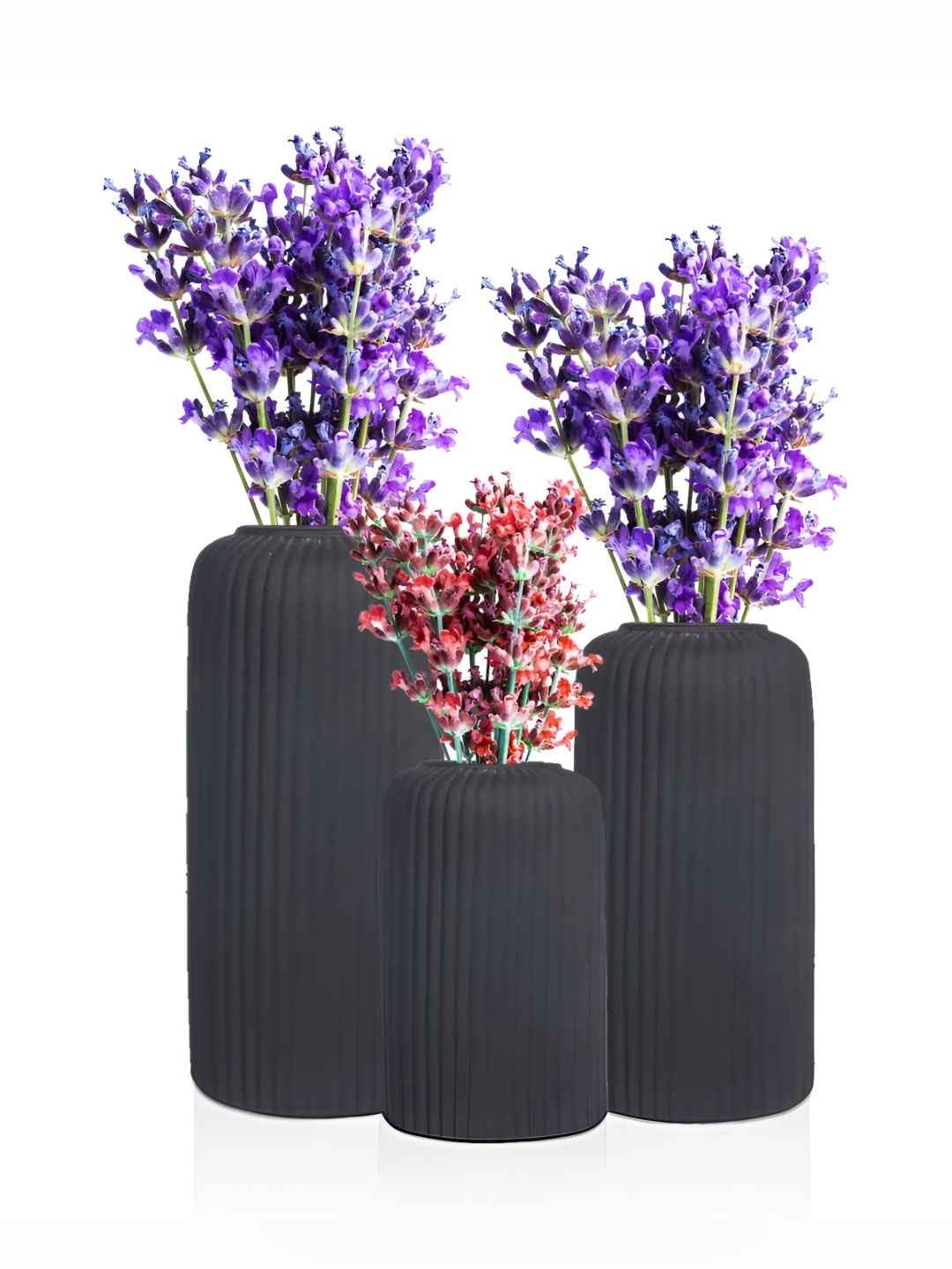 

LASAKI Black 3 Pieces Textured Ceramic Flower Vases