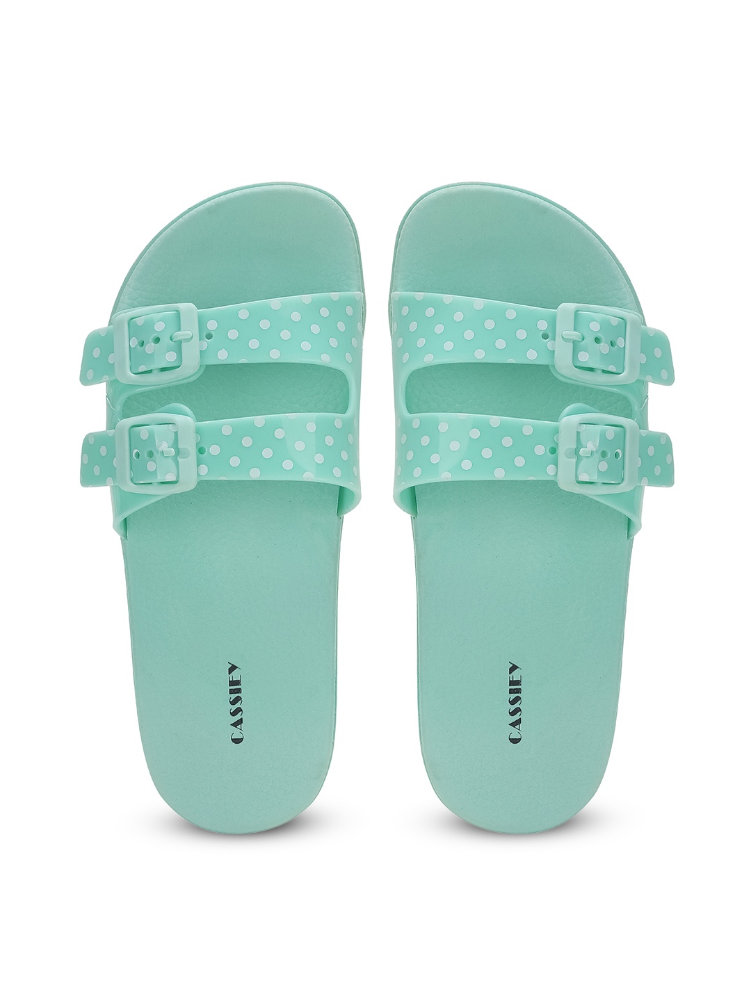 

CASSIEY Women Printed Rubber Sliders, Green