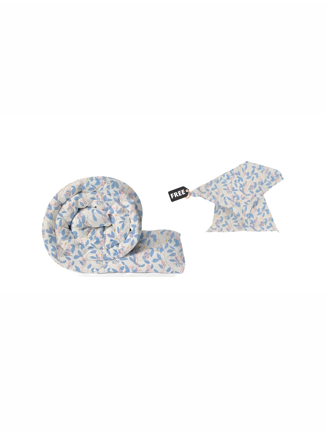 

bsb home White & Blue Floral Cotton Heavy Winter 210 GSM Double Bed Comforter