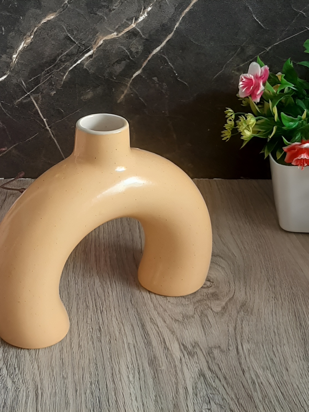

INDIA MEETS INDIA Orange Half Donut Shaped Planter