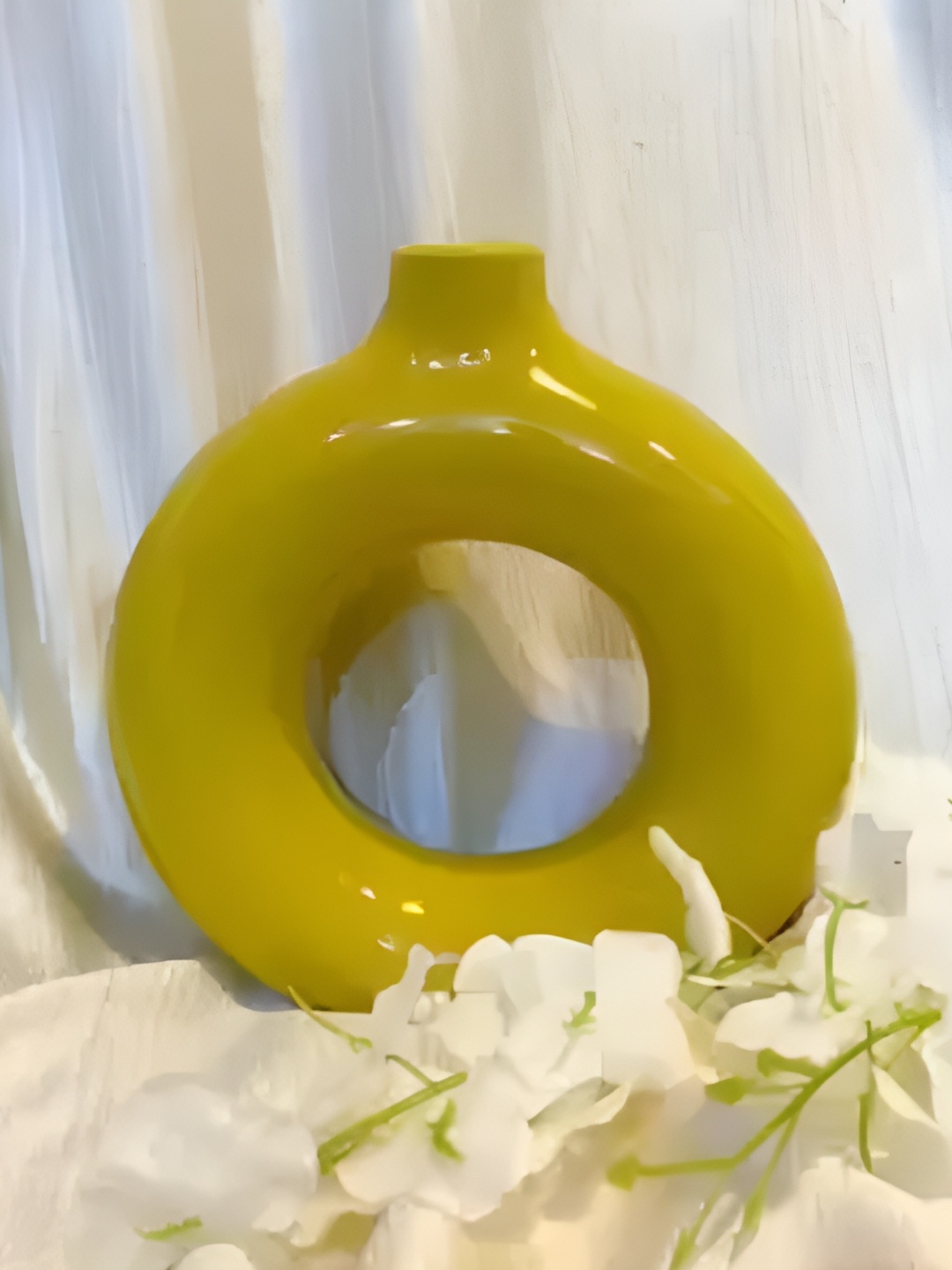 

INDIA MEETS INDIA Yellow Donut Shaped Planter