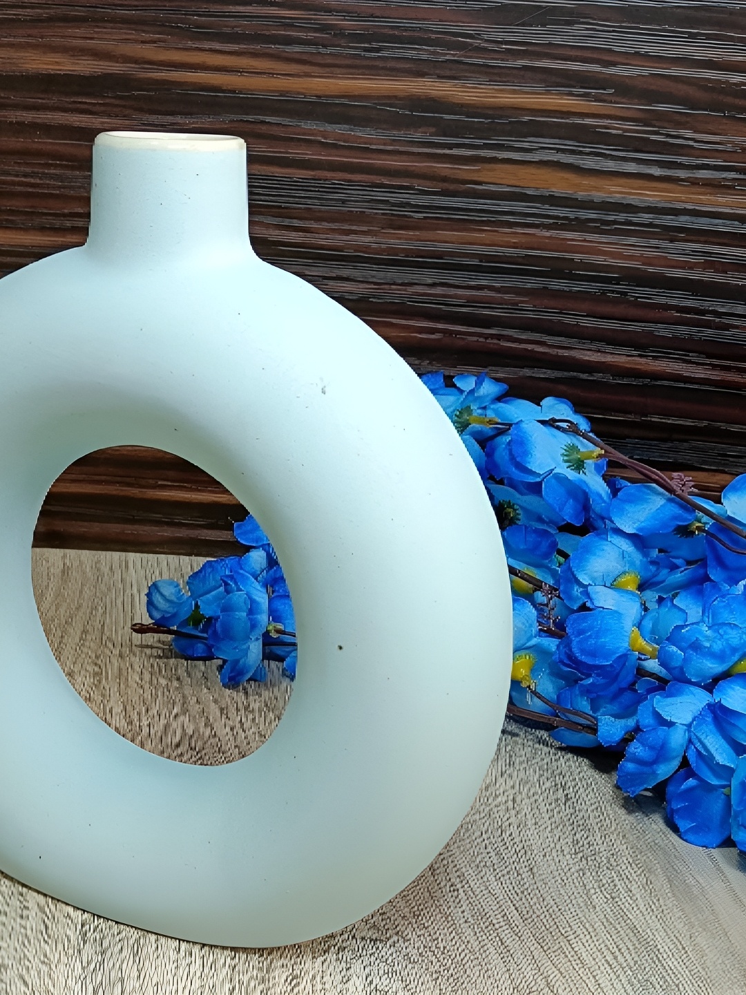 

INDIA MEETS INDIA White Ceramic Donut Shaped Planter