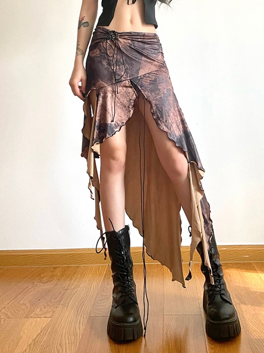 

Stylecast X KPOP Abstract Printed Midi Skirt, Brown