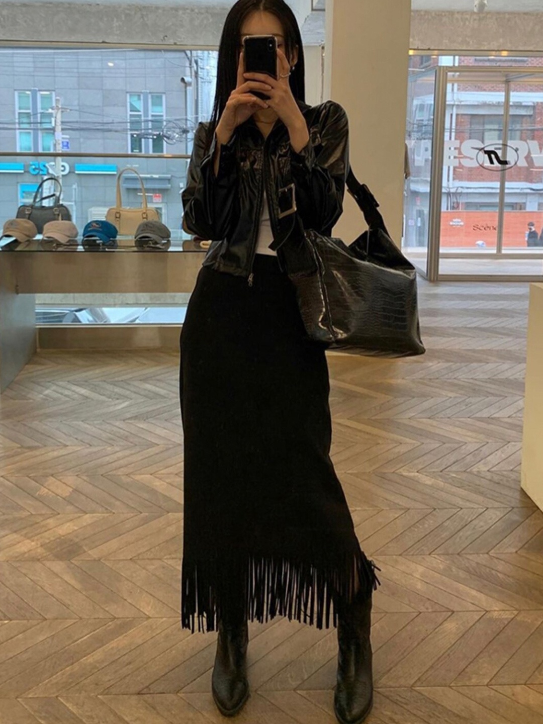 

Stylecast X KPOP Mid-Rise Straight Maxi Skirt, Black