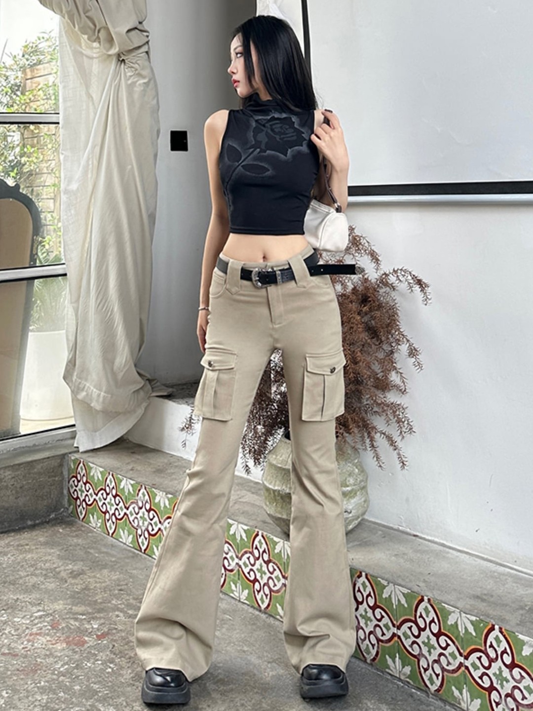 

Stylecast X KPOP Women Mid-Rise Cotton Original Regular Trousers, Khaki